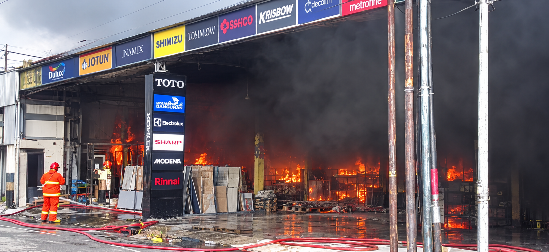 SUPERMARKET BAHAN BANGUNAN DI KALASAN TERBAKAR HEBAT