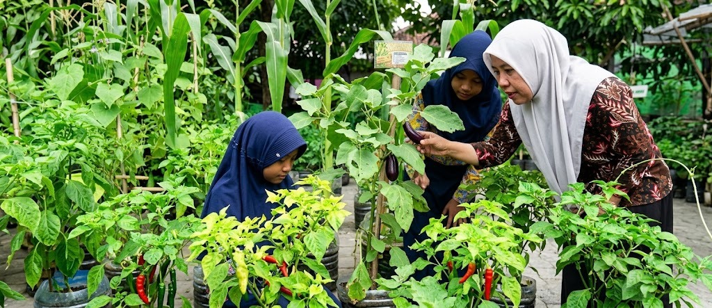 SISWA SD PURWOSARI SULAP GALON BEKAS JADI KEBUN SAYUR